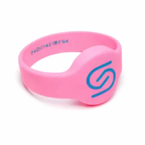 SoCashless NFC Wristband Pink Colour with Turquoise logo