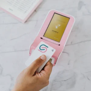 SoCashless NFC card and pink POS terminal